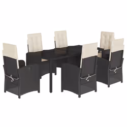 Set da Pranzo da Giardino 7 pz Nero con Cuscini in Polyrattancod mxl 111380 - Vista aggiuntiva 2