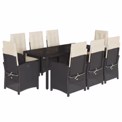 Set da Pranzo da Giardino 9 pz con Cuscini Nero in Polyrattancod mxl 89414 - Vista aggiuntiva 2