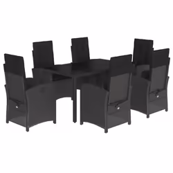 Set da Pranzo da Giardino 7 pz Nero con Cuscini in Polyrattancod mxl 88574 - Vista aggiuntiva 2