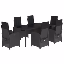 Set da Pranzo da Giardino 7 pz Nero con Cuscini in Polyrattancod mxl 116925 - Vista aggiuntiva 2