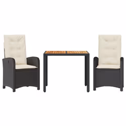 Set da Pranzo da Giardino 3 pz con Cuscini Nero in Polyrattancod mxl 111381 - Vista aggiuntiva 2