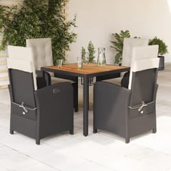Set da Pranzo da Giardino 5 pz Nero con Cuscini in Polyrattancod mxl 91839