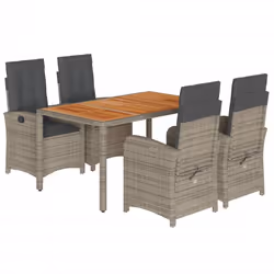 Set da Pranzo da Giardino 5 pz con Cuscini in Polyrattan Grigiocod mxl 113415 - Vista aggiuntiva 2