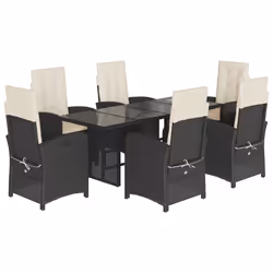 Set da Pranzo da Giardino 7 pz Nero con Cuscini in Polyrattancod mxl 91724 - Vista aggiuntiva 2