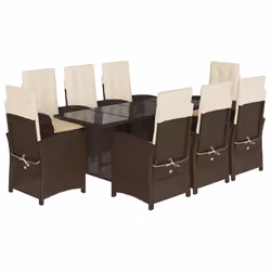 Set da Pranzo da Giardino 9pz con Cuscini Marrone in Polyrattancod mxl 89280 - Vista aggiuntiva 2