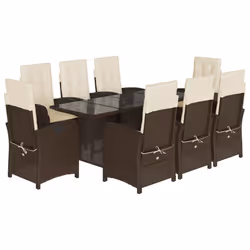 Set da Pranzo da Giardino 9pz con Cuscini Marrone in Polyrattancod mxl 111969 - Vista aggiuntiva 2