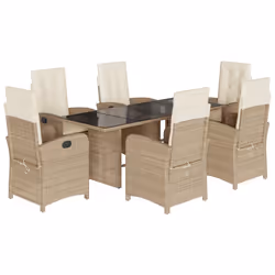 Set da Pranzo da Giardino 7 pz con Cuscini Beige in Polyrattancod mxl 87258 - Vista aggiuntiva 2