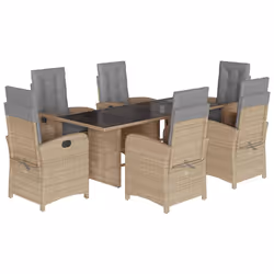 Set Pranzo da Giardino 7 pz con Cuscini Beige Misto Polyrattancod mxl 111275 - Vista aggiuntiva 2