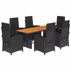 Set da Pranzo da Giardino 7 pz Nero con Cuscini in Polyrattancod mxl 111274 - Vista aggiuntiva 2