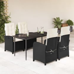 Set da Pranzo da Giardino 5 pz Nero con Cuscini in Polyrattancod mxl 113249