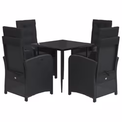 Set da Pranzo da Giardino 5 pz Nero con Cuscini in Polyrattancod mxl 115839 - Vista aggiuntiva 2