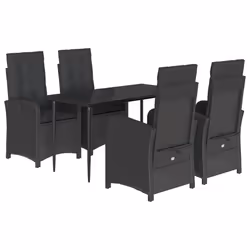Set da Pranzo da Giardino 5 pz Nero con Cuscini in Polyrattancod mxl 111382 - Vista aggiuntiva 2