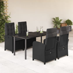Set da Pranzo da Giardino 5 pz Nero con Cuscini in Polyrattancod mxl 113350