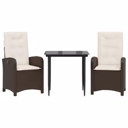 Set da Pranzo da Giardino 3pz con Cuscini in Polyrattan Marronecod mxl 115834 - Vista aggiuntiva 2