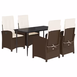 Set da Pranzo da Giardino 5pz con Cuscini in Polyrattan Marronecod mxl 87560 - Vista aggiuntiva 2