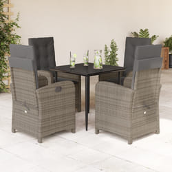 Set da Pranzo da Giardino 5 pz con Cuscini in Polyrattan Grigiocod mxl 111384