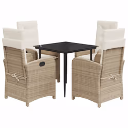 Set da Pranzo da Giardino 5 pz con Cuscini Beige in Polyrattancod mxl 87601 - Vista aggiuntiva 2