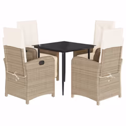 Set da Pranzo da Giardino 5 pz con Cuscini Beige in Polyrattancod mxl 113399 - Vista aggiuntiva 2