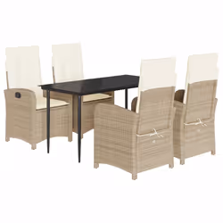 Set da Pranzo da Giardino 5 pz con Cuscini Beige in Polyrattancod mxl 91835 - Vista aggiuntiva 2