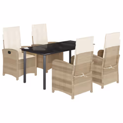 Set da Pranzo da Giardino 5 pz con Cuscini Beige in Polyrattancod mxl 91842 - Vista aggiuntiva 2