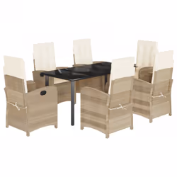 Set da Pranzo da Giardino 7 pz con Cuscini Beige in Polyrattancod mxl 113240 - Vista aggiuntiva 2