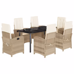 Set da Pranzo da Giardino 7 pz con Cuscini Beige in Polyrattancod mxl 91604 - Vista aggiuntiva 2