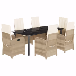 Set da Pranzo da Giardino 7 pz con Cuscini Beige in Polyrattancod mxl 114743 - Vista aggiuntiva 2
