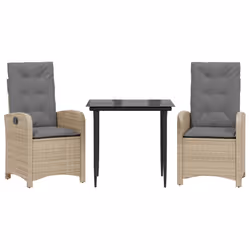 Set Pranzo da Giardino 3 pz con Cuscini Beige Misto Polyrattancod mxl 87751 - Vista aggiuntiva 2