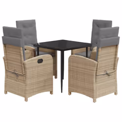 Set Pranzo da Giardino 5 pz con Cuscini Beige Misto Polyrattancod mxl 114744 - Vista aggiuntiva 2