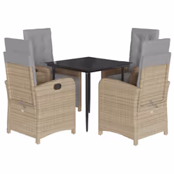 Set Pranzo da Giardino 5 pz con Cuscini Beige Misto Polyrattancod mxl 89268 - Vista aggiuntiva 2