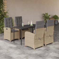 Set Pranzo da Giardino 5 pz con Cuscini Beige Misto Polyrattancod mxl 113407