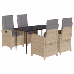 Set Pranzo da Giardino 5 pz con Cuscini Beige Misto Polyrattancod mxl 113407 - Vista aggiuntiva 2