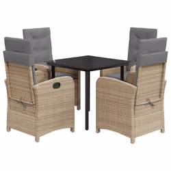Set Pranzo da Giardino 5 pz con Cuscini Beige Misto Polyrattancod mxl 111744 - Vista aggiuntiva 2