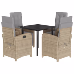 Set Pranzo da Giardino 5 pz con Cuscini Beige Misto Polyrattancod mxl 90782 - Vista aggiuntiva 2