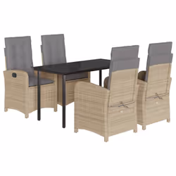 Set Pranzo da Giardino 5 pz con Cuscini Beige Misto Polyrattancod mxl 114742 - Vista aggiuntiva 2