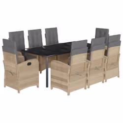 Set Pranzo da Giardino 9 pz con Cuscini Beige Misto Polyrattancod mxl 114741 - Vista aggiuntiva 2