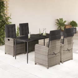 Set Pranzo da Giardino 5pz con Cuscini Grigio Chiaro Polyrattancod mxl 90783