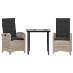 Set Pranzo da Giardino 3pz con Cuscini Grigio Chiaro Polyrattancod mxl 115818 - Vista aggiuntiva 2