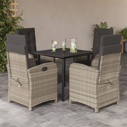 Set Pranzo da Giardino 5pz con Cuscini Grigio Chiaro Polyrattancod mxl 91836