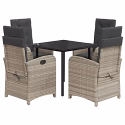 Set Pranzo da Giardino 5pz con Cuscini Grigio Chiaro Polyrattancod mxl 91836 - Vista aggiuntiva 2