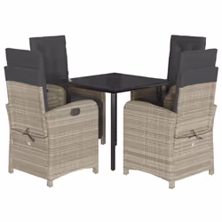 Set Pranzo da Giardino 5pz con Cuscini Grigio Chiaro Polyrattancod mxl 115816 - Vista aggiuntiva 2