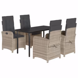 Set Pranzo da Giardino 5pz con Cuscini Grigio Chiaro Polyrattancod mxl 88619 - Vista aggiuntiva 2