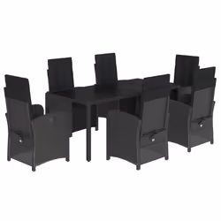 Set da Pranzo da Giardino 7 pz Nero con Cuscini in Polyrattancod mxl 113402 - Vista aggiuntiva 2