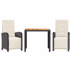 Set da Bistrò 3 pz con Cuscini Nero in Polyrattancod mxl 87975 - Vista aggiuntiva 2