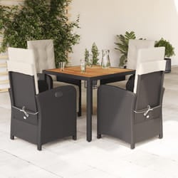 Set da Pranzo da Giardino 5 pz Nero con Cuscini in Polyrattancod mxl 113958