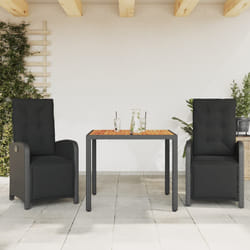 Set da Bistrò 3 pz con Cuscini Nero in Polyrattancod mxl 117155