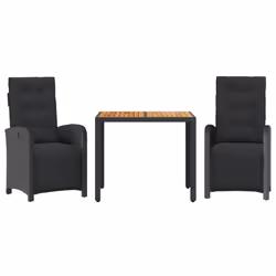 Set da Bistrò 3 pz con Cuscini Nero in Polyrattancod mxl 117155 - Vista aggiuntiva 2