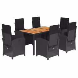 Set da Pranzo da Giardino 7 pz Nero con Cuscini in Polyrattancod mxl 87504 - Vista aggiuntiva 2