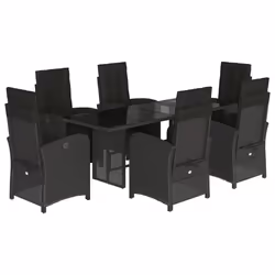 Set da Pranzo da Giardino 7 pz Nero con Cuscini in Polyrattancod mxl 113242 - Vista aggiuntiva 2