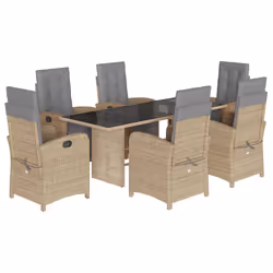 Set da Pranzo da Giardino 7 pz con Cuscini Beige in Polyrattancod mxl 93126 - Vista aggiuntiva 2